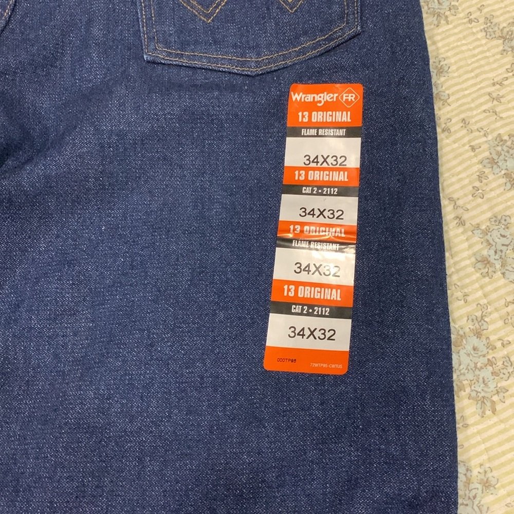 Wrangler flame resistant Jeans NEW Size 34x32 Regular Fit Men’s Dark wash Denim - Picture 8 of 9
